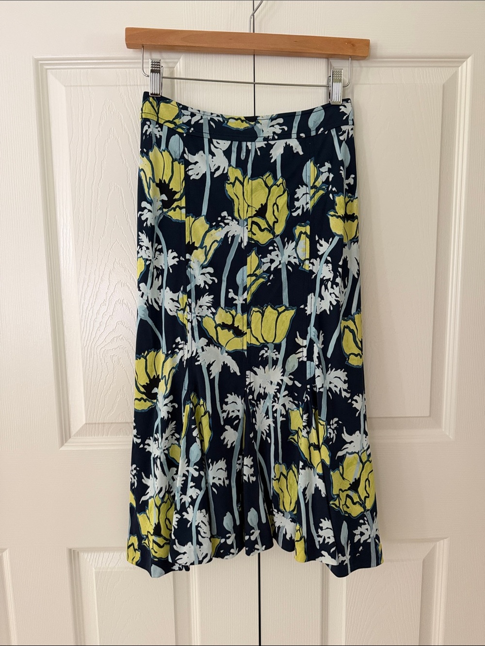 Tory Burch Floral A-Line Women's Skirt in Navy and Yellow